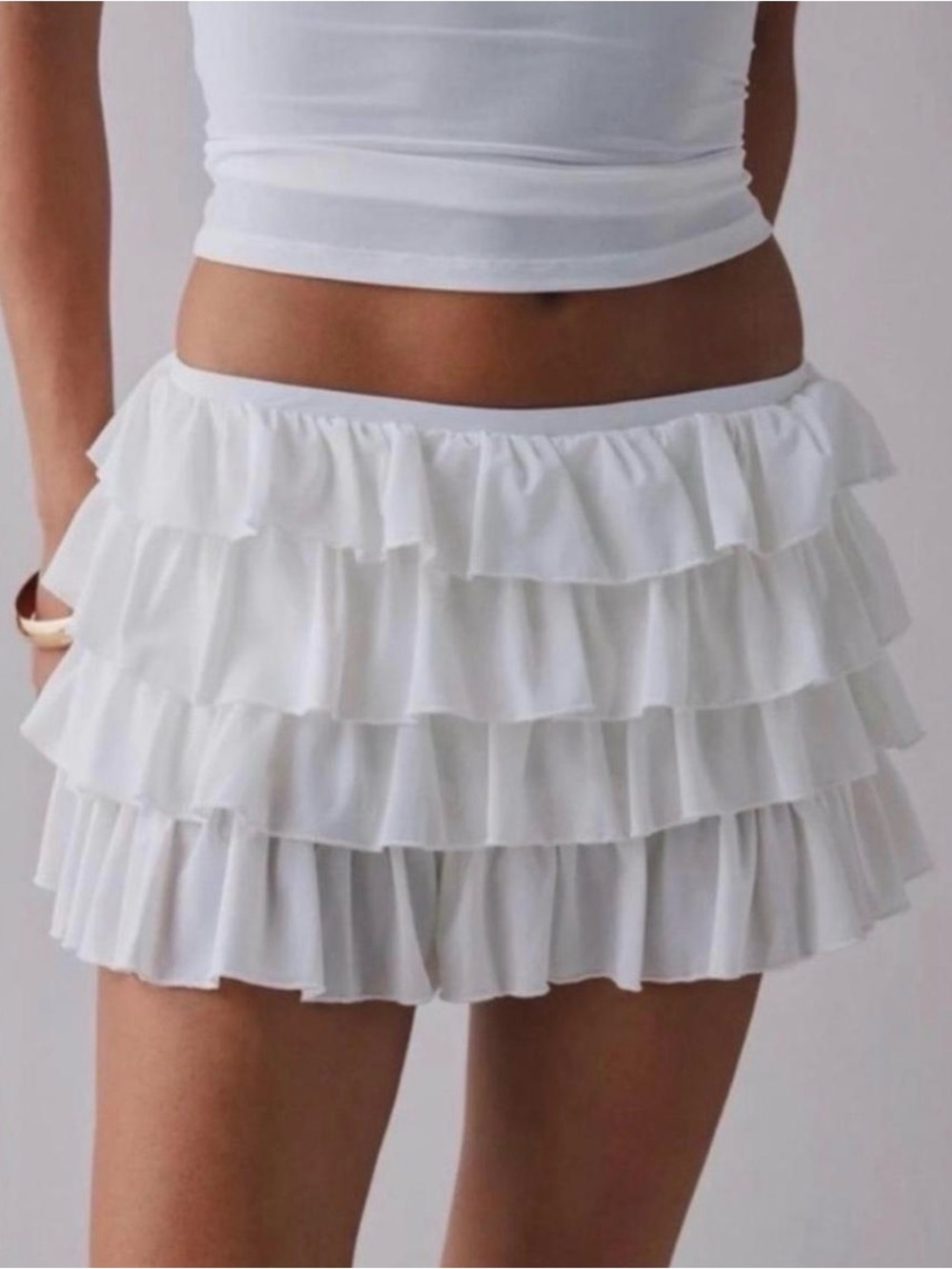 Urban Outfitters White Cloud Dancer Mini Skirt with short liner nwt xs